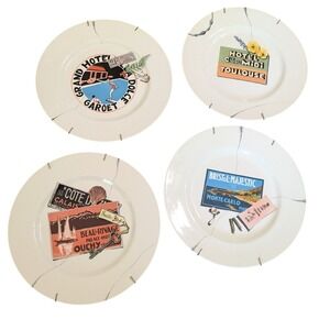 NEW! Royal Stafford Earthenware French Hotel 4 Decorative Plates Anthropologie